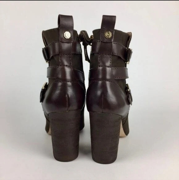 Louise et Cie Womens Brown Leather Suede Chunky Heel Buckled Ankle Boots. 8.5 - Picture 2 of 9